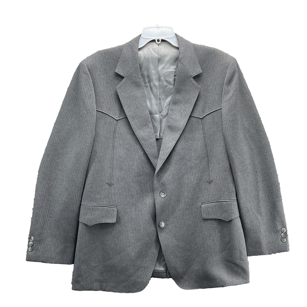 VTG Warren Sewell Western Blazer Mens 44R 100% Wool Gray Sport Coat Rodeo Formal